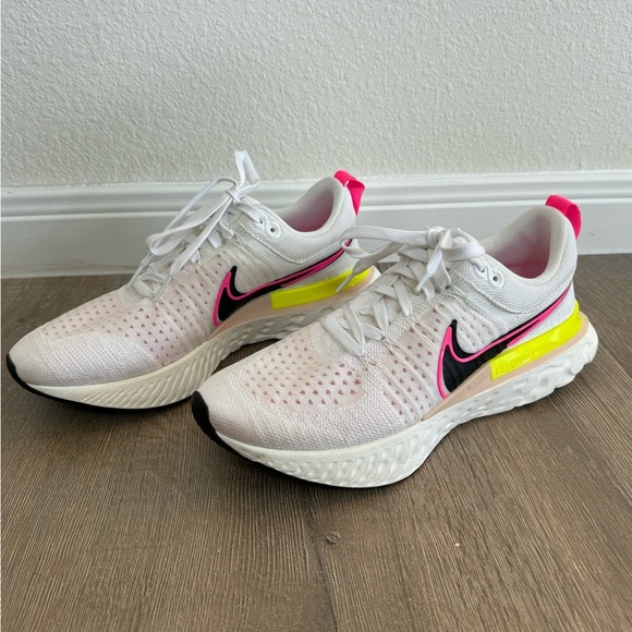 Nike React Infinity Run Flyknit 2.0 Neon Yellow Pink White Mens Running Shoes - Picture 5 of 11